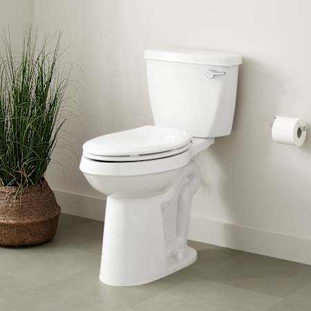 Signature Hardware Bradenton 1.28 GPF Two Piece Elongated Chair Height Toilet 12" Rough-In and Right Hand Lever - Less Seat White
