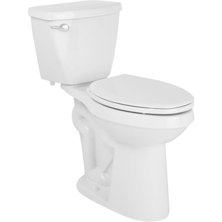 Signature Hardware Bradenton 1.2 GPF Two-Piece Elongated Bowl Toilet with 14" Rough-In and Left Hand Lever - 19" Bowl Height - Less Seat
 White