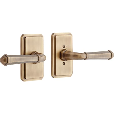 Signature Hardware Matteen Right Handed Solid Brass Passage Door Lever Set with 2-3/8" Backset Antique Brass