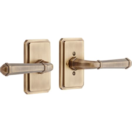 Signature Hardware Matteen Right Handed Solid Brass Privacy Door Lever Set with 2-3/8" Backset Antique Brass