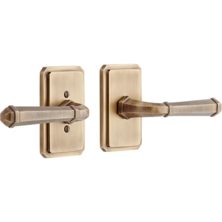 Signature Hardware Matteen Left Handed Solid Brass Privacy Door Lever Set with 2-3/4" Backset Antique Brass