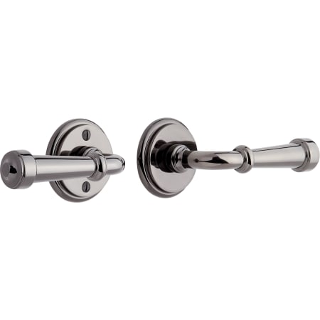 Signature Hardware Esmond Left Handed Solid Brass Passage Door Lever Set with 2-3/8" Backset Black Nickel