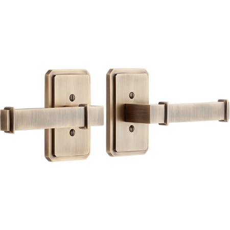 Signature Hardware Delory Right Handed Solid Brass Dummy Door Lever Set Antique Brass
