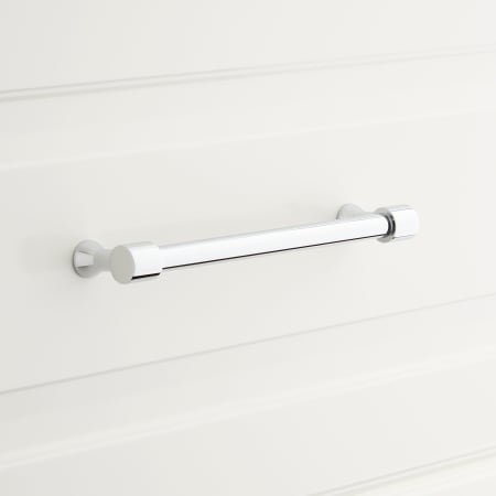 Signature Hardware Strasbourg 6 Inch Center to Center Bar Cabinet Pull Polished Chrome
