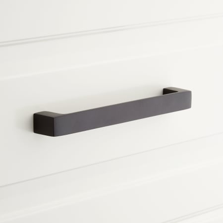 Signature Hardware Gebara 6-1/2 Inch Center to Center Bar Cabinet Pull Matte Black