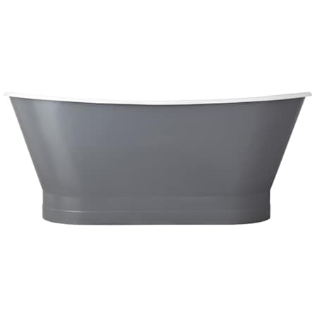 Signature Hardware Kateryn 67" Cast Iron Soaking Freestanding Tub in Dark Gray with Included Overflow Drain Dark Gray / Brushed Nickel