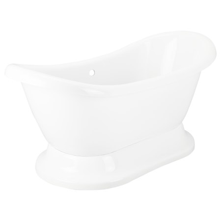 Signature Hardware Rosalind 69" Acrylic Soaking Pedestal Tub with Rolled Rim - Less External Drain and Overflow White