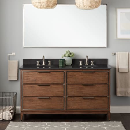 Signature Hardware Hytes 60" Faucet Holes Carob Brown / Absolute Black