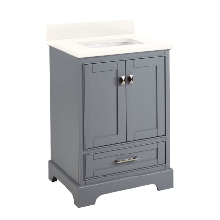 Signature Hardware Quen 24" Freestanding Single Basin Vanity Set with Cabinet, Vanity Top, and Rectangular Undermount Sink - No Faucet Holes Gray / Arctic White