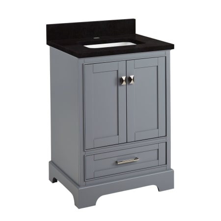 Signature Hardware Quen 24" Freestanding Single Basin Vanity Set with Cabinet, Vanity Top, and Rectangular Undermount Sink - Single Faucet Hole Gray / Absolute Black