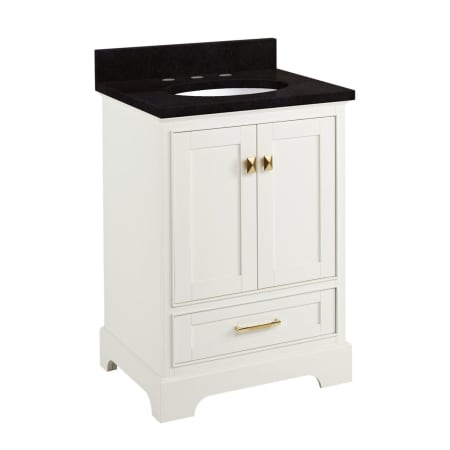 Signature Hardware Quen 24" Freestanding Single Basin Vanity Set with Cabinet, Vanity Top, and Oval Undermount Sink - 8" Faucet Holes Soft White / Absolute Black