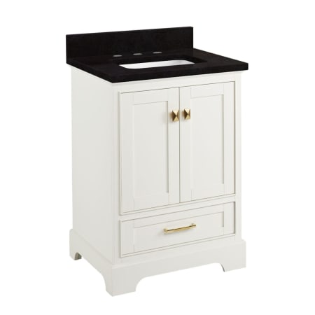 Signature Hardware Quen 24" Freestanding Single Basin Vanity Set with Cabinet, Vanity Top, and Rectangular Undermount Sink - 8" Faucet Holes Soft White / Absolute Black
