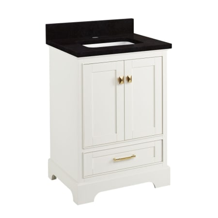 Signature Hardware Quen 24" Freestanding Single Basin Vanity Set with Cabinet, Vanity Top, and Rectangular Undermount Sink - Single Faucet Hole Soft White / Absolute Black