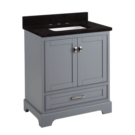 Signature Hardware Quen 30" Freestanding Single Basin Vanity Set with Cabinet, Vanity Top, and Rectangular Undermount Sink - 8" Faucet Holes Gray / Absolute Black