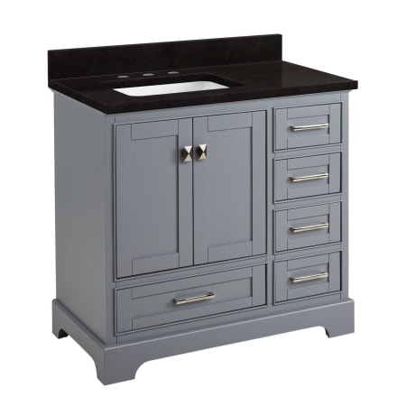 Signature Hardware Quen 36" Freestanding Single Basin Vanity Set with Cabinet, Vanity Top, and Rectangular Undermount Sink - 8" Faucet Holes Gray / Absolute Black