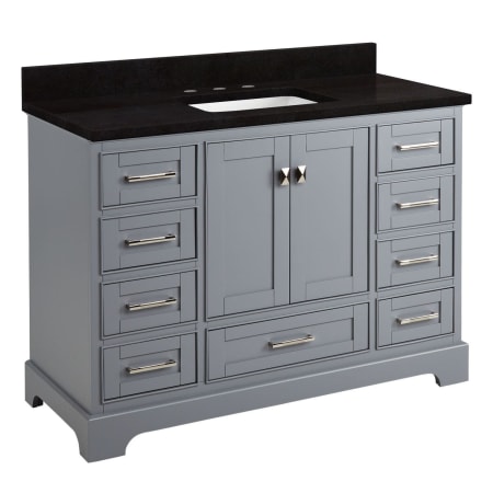 Signature Hardware Quen 48" Freestanding Single Basin Vanity Set with Cabinet, Vanity Top, and Rectangular Undermount Sink - 8" Faucet Holes Gray / Absolute Black