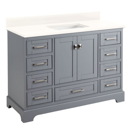 Signature Hardware Quen 48" Freestanding Single Basin Vanity Set with Cabinet, Vanity Top, and Rectangular Undermount Sink - No Faucet Holes Gray / Arctic White