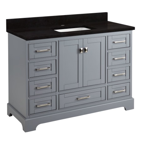 Signature Hardware Quen 48" Freestanding Single Basin Vanity Set with Cabinet, Vanity Top, and Rectangular Undermount Sink - Single Faucet Hole Gray / Absolute Black