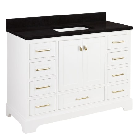 Signature Hardware Quen 48" Freestanding Single Basin Vanity Set with Cabinet, Vanity Top, and Rectangular Undermount Sink - No Faucet Holes Soft White / Absolute Black