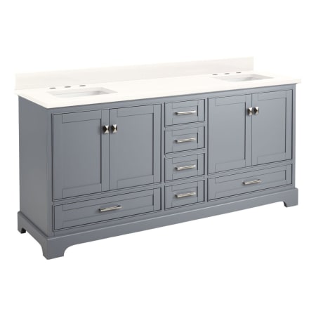 Signature Hardware Quen 72" Freestanding Double Basin Vanity Set with Cabinet, Vanity Top, and Rectangular Undermount Sinks - 8" Widespread Faucet Holes Gray / Arctic White