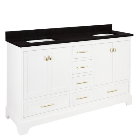 Signature Hardware Quen 72" Freestanding Double Basin Vanity Set with Cabinet, Vanity Top, and Rectangular Undermount Sinks - No Faucet Holes Soft White / Absolute Black