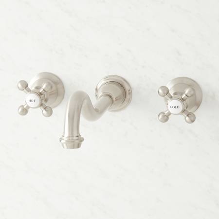 Signature Hardware Ballantine 1.2 GPM Wall Mounted Widespread Bathroom Faucet Brushed Nickel