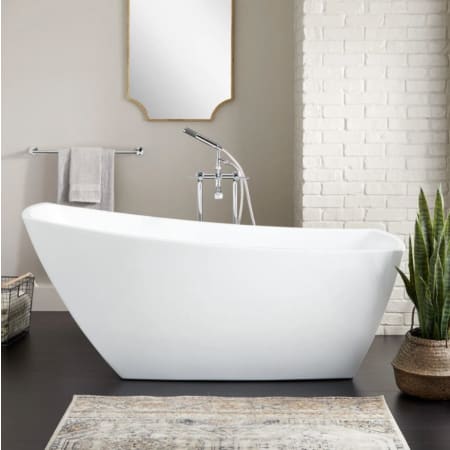Signature Hardware Glendora 67" Acrylic Freestanding Tub with Integrated Drain and Overflow White