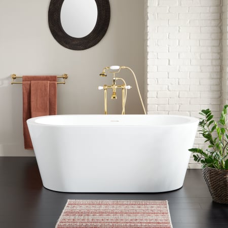 Signature Hardware Leith 61" Acrylic Soaking Tub with Integrated Overflow and Drain White
