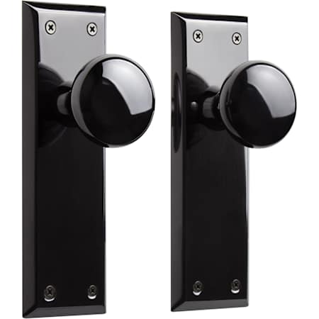 Signature Hardware Hubbard Solid Brass Privacy Door Knob Set with 2-3/4" Backset Black Nickel