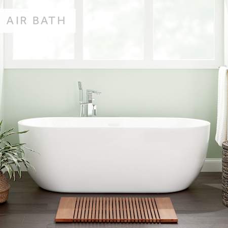 Signature Hardware Boyce 70" Acrylic Air Massage Tub with with Integrated Drain, Overflow, and Foam Insulation White / White
