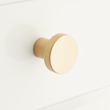 Signature Hardware Orvin 1-1/8 Inch Diameter Round Cabinet Knob Satin Brass