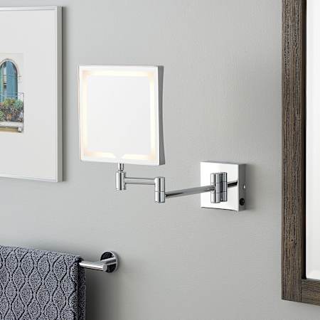Signature Hardware Norabel 7-7/8" W x 12-7/16" H Modern Square Framed Makeup Wall Mirror with Light Chrome