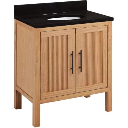 Signature Hardware Ayanna 32" Faucet Holes Natural Mindi / Absolute Black