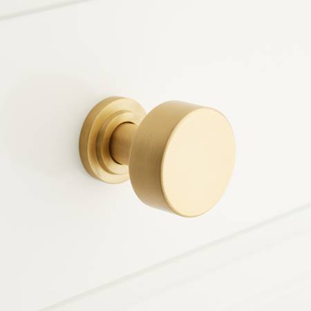 Signature Hardware Colmar 1-1/4 Inch Diameter Round Cabinet Knob Satin Brass