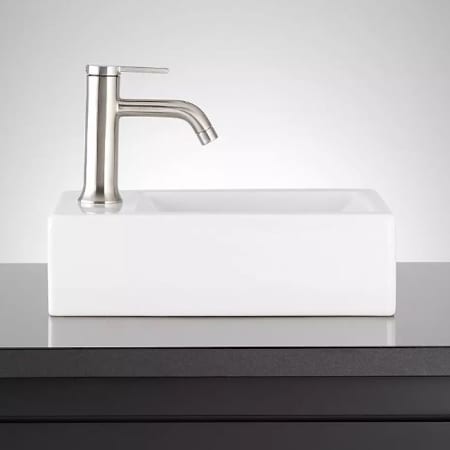 Signature Hardware Cromwell 15" Porcelain Vessel Bathroom Sink with Single Left Offset Faucet Hole White