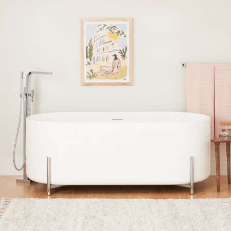 Signature Hardware Conroy 67" Freestanding Acrylic Soaking Tub with Stainless Steel Stand White / Polished Chrome