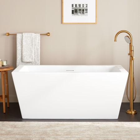 Signature Hardware Mayim 59" Acrylic Freestanding Tub with Integrated Drain and Overflow Matte White