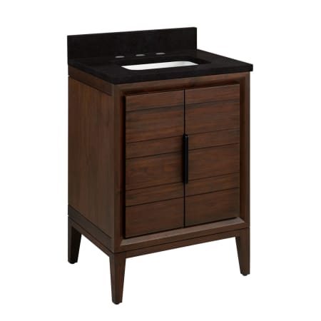 Signature Hardware Aliso 24" Single Vanity Set with Teak Cabinet, Quartz Vanity Top, and Rectangular Sink - 1-1/2" Faucet Holes Java / Absolute Black