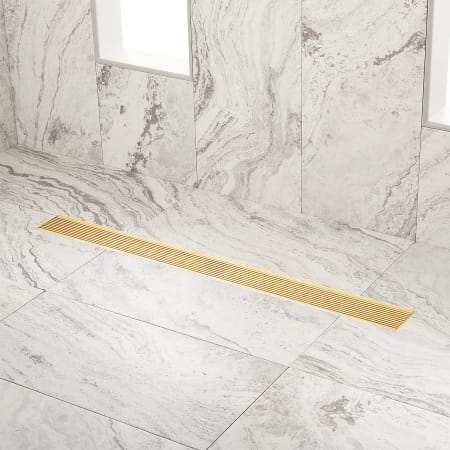 Signature Hardware Carmen 40" Linear Shower Drain with Flange Brushed Gold