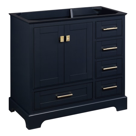 Signature Hardware Quen 36" Freestanding Single Basin Vanity Cabinet - Cabinet Only - Less Vanity Top Midnight Navy Blue
