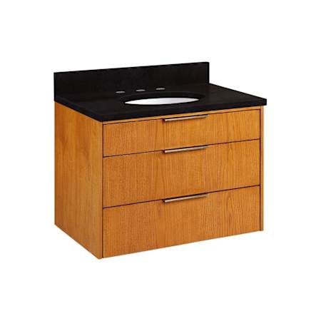 Signature Hardware Dita 30" Wall-Mount Single Basin Vanity Set with Cabinet, Vanity Top, and Oval Undermount Sink - 8" Faucet Holes Absolute Black