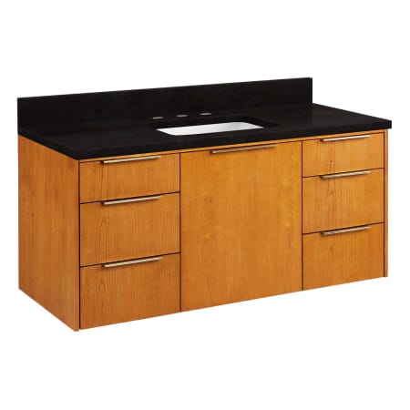 Signature Hardware Dita 48" Wall-Mount Single Basin Vanity Set with Cabinet, Vanity Top, and Rectangular Undermount Sink - 8" Faucet Holes Absolute Black