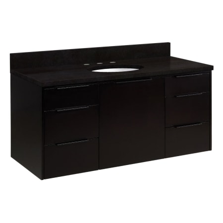 Signature Hardware Dita 48" Wall-Mount Single Basin Vanity Set with Cabinet, Vanity Top, and Oval Undermount Sink - 8" Faucet Holes Absolute Black