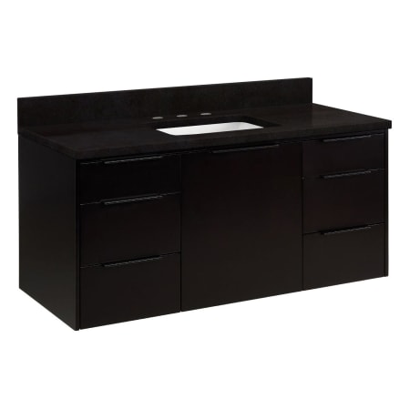 Signature Hardware Dita 48" Single Vanity Set with Wood Cabinet, Quartz Vanity Top, and Rectangular Sink - 1-1/2" Faucet Holes Absolute Black