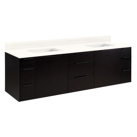 Signature Hardware Dita 72" Wall-Mount Double Basin Vanity Set with Cabinet, Vanity Top, and Rectangular Undermount Sinks - No Faucet Holes Arctic White