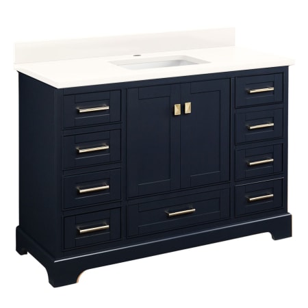 Signature Hardware Quen 48" Freestanding Single Basin Vanity Set with Cabinet, Vanity Top, and Rectangular Undermount Sink - Single Faucet Hole