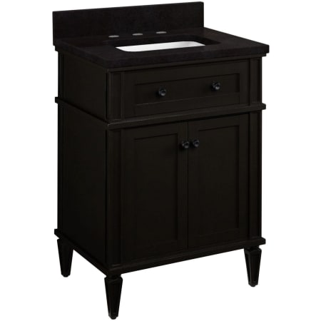 Signature Hardware Elmdale 24" Single Vanity Set with Mahogany Cabinet, Quartz Vanity Top, and Rectangular Sink - 1-1/2" Faucet Holes Charcoal Black / Absolute Black