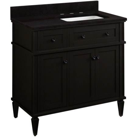 Signature Hardware Elmdale 36" Single Vanity Set with Mahogany Cabinet, Quartz Vanity Top, and Rectangular Sink - 1-1/2" Faucet Holes Charcoal Black / Absolute Black