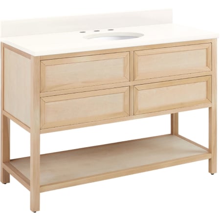 Signature Hardware Robertson 48" Freestanding Poplar Single Basin Vanity Set with Cabinet, Vanity Top, and Oval Undermount Sink - 8" Faucet Holes Unfinished / Artic White