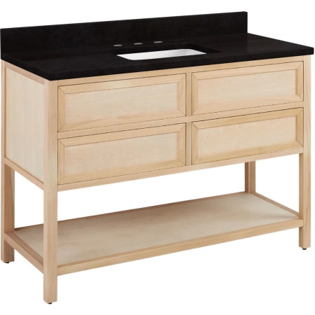Signature Hardware Robertson 48" Single Vanity Set with Wood Cabinet, Quartz Vanity Top, and Rectangular Sink - 1-1/2" Faucet Holes Unfinished / Absolute Black